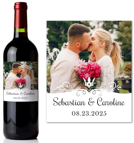 Personalisiertes Weinflaschenetiketten mit Foto und Text, Personalisierte Etiketten Aufkleber für Flaschen, Perfekt für Hochzeit Verlobung Geburtstag Jubiläum Abschlussfeier & besondere Anlässe