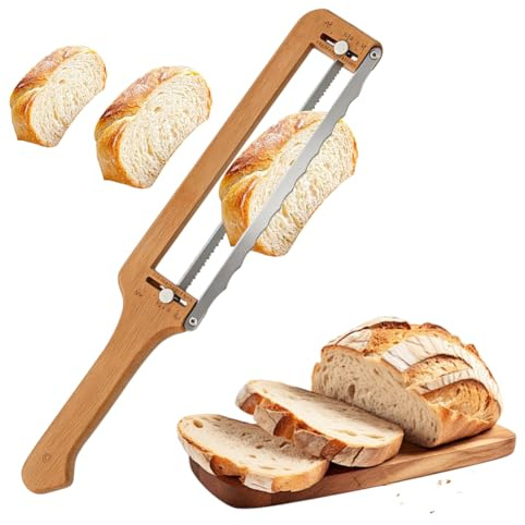 Bäckermesser Brotschneider Manuell – Manuelle Brotschneidemaschine Klappbar mit Dickeneinstellung, Brotmesser mit Abstandshalter für Sauerteigbrot & Baguette, Gadgets zum Brotbacken & Backen Geschenki