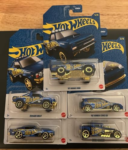 Hot Wheels 58th Anniversary Pearl and Chrome Vehicle Set, Blue and Gold, 2026 Collection, Set of 5, NO Chase