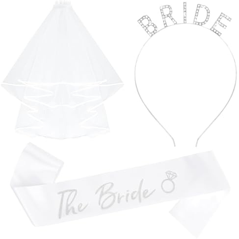 EKKONG Accessoires für Bride to Be,Bride Haarreif Bride to Be Schärpe Und Schleier,JGA Accessoires Frauen, für Geburtstag Junggesellinnenabschied Hochzeit