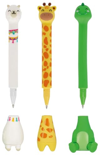 LEGAMI Penna a sfera Stand-Ink Ovation con base - Penna autoportante divertente e carina a tema animale perfetta per ufficio, casa o studio - Temi di design lama, giraffa e dino