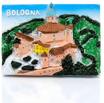 Bologna 3D-Kühlschrankmagnet, Souvenir, Kunstharz, Vintage, Schrein der seligen Jungfrau von St. Luca, dreifarbig, magnetisch, für Zuhause, Küche, Büro