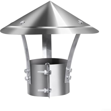 Chimney Pot Cowl Stainless Steel Rain Cap 100mm ID - Windproof Flue Cover for Garden Patio Heater & Stove Pipe