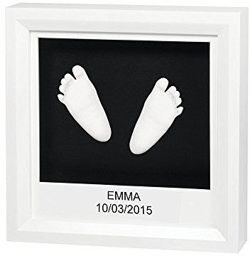 Baby Art Tiefer Bilderrahmen inkl 3D Gipsabdruck Set zum Selbermachen, dermatologisch geteste Gipsmasse härtet schnell aus, für 3D Baby Handabdruck Fußabdruck, My Baby 3D Sculpture Frame, schwarz weiß