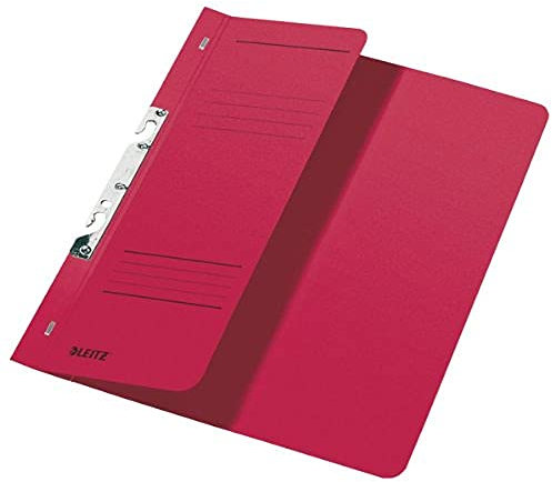 Leitz 3744-00-25 Schlitzhefter, 1/2-Vorderdeckel, A4, kaufmännische Heftung, Manilakarton 250 g/qm, rot