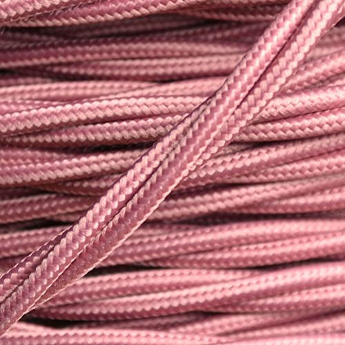 Art Deco Emporium PRE-CUT 1 Meter Length Vintage Styled British Old Dusky Pink Coloured Cloth Covered Braided Twist Flex - Electric Cable 3 Core; Electrical Wire 6Amp; Lighting Flex 0.75mm