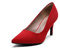 DREAM PAIRS Women's Slip On Low Mid Heels Pointed Closed-Toe Dress Court Shoes KUCCI,Size 6,Red/Suede,KUCCI
