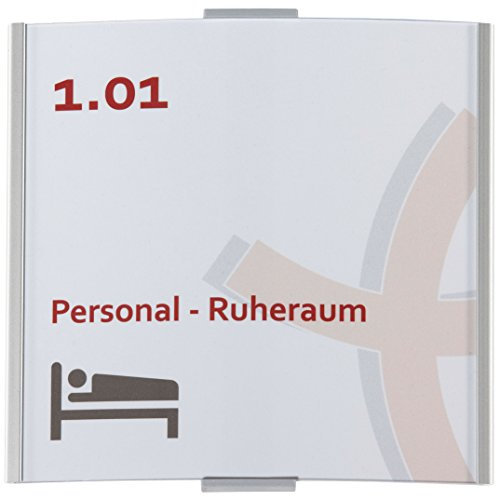 Frankfurt Türschild | 148x155mm | Aluminium silber | entspiegelte Abdeckung | Selbstklebend und auch zum Schrauben | Büroschild | Türschild Büro