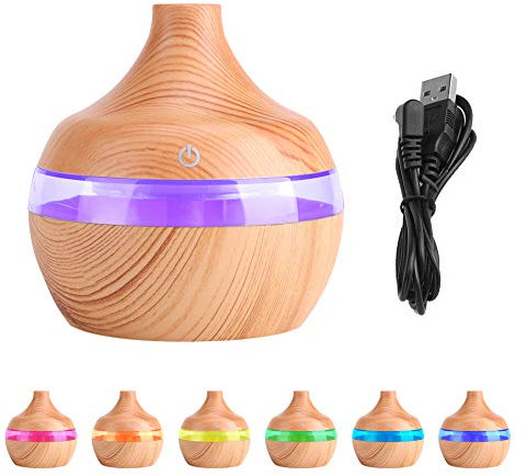 Luftbefeuchter Diffusor Aromatherapiegerät USB-Anschluss LED-Licht Holzmaserung für das Kinderzimmer ab dem Babyalter, für das Zuhause oder das Büro