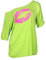Smile Fish Damen-T-Shirt, schulterfrei, langärmelig, mit aufgedrucktem sexy Lippenmotiv Gr. XXL, Grüne fluoreszierend