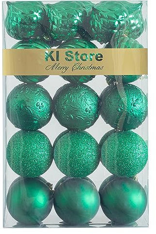 KI Store Green Christmas Baubles 60mm Christmas Tree Decoration Ornaments 30pcs Shatterproof Balls for Xmas Hanging Decorations Festival Holiday Decor