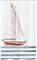 ABAKUHAUS Nautisch Schmaler Duschvorhang, Segeln Thema Boot Wellen, Badezimmer Deko Set aus Stoff mit Haken, 120 x 180 cm, Zimt Blassblau