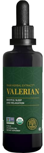 Global Healing Organic Valerian Root Extract Liquid Supplement - Raw Herbal Extract for Healthy Relaxation, Sleep & Calm -Alternative to Valerian Root Capsules for Bioavailability - 2 Fl Oz