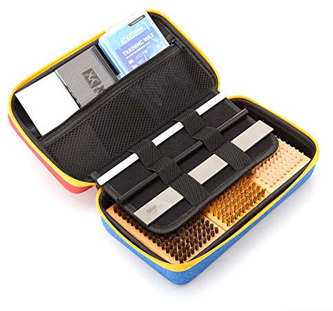 XCMAN Komplettes Pinsel-Set für Ski / Snowboard / Waxing / Tuning, Nylon, Messing, Rosshaarbürste, Metallschaber und PTEX Flachfeile