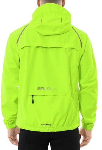 baleaf Fahrradjacke Herren Regenjacke Wasserdicht Atmungsaktiv Wanderjacke Windbreaker Outdoor Jacken Leichte Windjacke Trekking Regenjacke Radjacke Fluorescent Gelb M