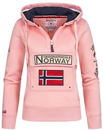Geographical Norway Gymclass Sweat a Capuche Femme, Enfilable, Rose Pale, L (taille fabricant 3)