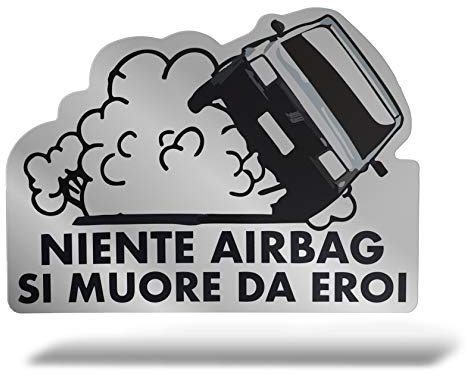 Erreinge® Adesivo Argento 12 cm Fiat Panda Divertente Sticker stampato per Auto Moto Parete Paraurti Computer Portatile Bagagli Biciclette