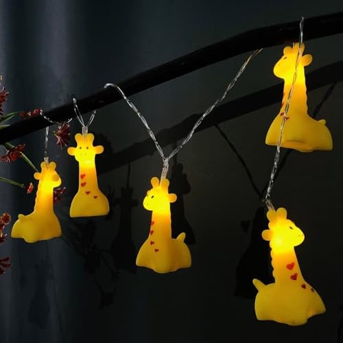 Riaxuebiy Niedliche Giraffe Lichterketten Batteriebetriebenes Nachtlicht für Indoor Halloween Weihnachten Thanksgiving Home Party Kinder Kinder Schlafzimmer Dekoration (Giraffe)