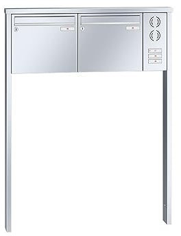 RENZ/Tetro / 2er Freistehende Briefkastenanlage Standbriefkasten mit Sprechfeld / V4A-Edelstahl/Volumen 12 L/zum Einbetonieren/Dein-Briefkasten.de