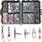 MUSEDAY Angelzubehör-Set, 140-teilig, inklusive Kugellager-Drehgelenk, 3-Wege-Drehgelenk, Verbindungs-Clips, Angelperlen, Angelzubehör-Set