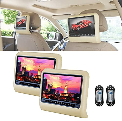 9 Headrest Slot-In Car DVD Player, Car Headrest Moniters With FM Transmitter/IR/USB/SD/Wireless Game, with 32 Bit Games, 2Pcs,A