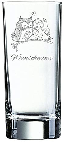 Geschenke-Macher Eulen wahlweise mit Wunschname Longdrinkglas (Eulen mit Wunschnamen)