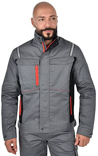 BWOLF Raptor Giacca da Lavoro Uomo 100% Cotone, Tasche Laterali Multifunzionali, Tasche Posteriori e Strisce Riflettenti, grigio., L