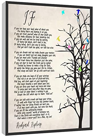 RCVTVPV If Kipling Gedicht Wandkunst Rudyard Kipling, inspirierendes Gedicht, Poster, Leinwand, Wandkunst für Zuhause, Büro, gerahmt, fertig zum Aufhängen, 30,5 x 40,6 cm