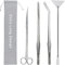 Aquarium Aquascape Tools Kit, Long 15 Inch Stainless Steel Aquatic Plants Tools, 4 in 1 Anti-Rust Aquascaping Tweezers Scissors Spatula Scrapers Tool Set for Fish Tank Cleaning Plant Trimming Shears