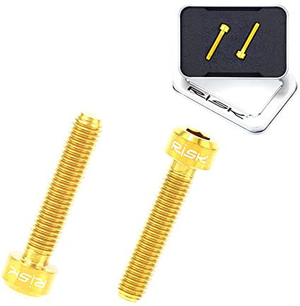 Fahrrad Bremshebel Schrauben, Asudaro 2St Titanlegierung Schrauben M5 x 25 mm Langlebige Fahrradschrauben Bremshebelbefestigung verlängerte Titanschrauben für Rennrad-Mountainbike-Vorbau,Gold