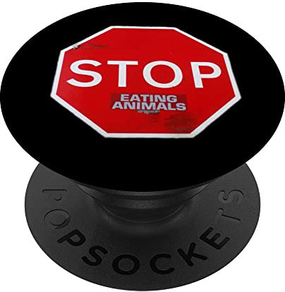 Stop Eating Animals vegetarisch vegan Straßenschild PopSockets mit austauschbarem PopGrip
