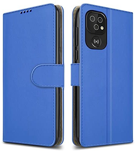 PIXFAB For Doro 8100 Leather Phone Case, Magnetic Closure Full Protection Book Folio Design, Wallet Case Cover [Card Slots] and [Kickstand] For Doro 8100 - Blue