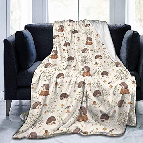NICEWL Meiya-Design Fleecedecke, Wiese, Igel, Zuhause, Flanell-Fleece, weich, warm, Plüsch-Überwurfdecke für Bett/Couch/Sofa/Büro/Camping, 200 x 150 cm (CWTZI-200 x 150 cm)