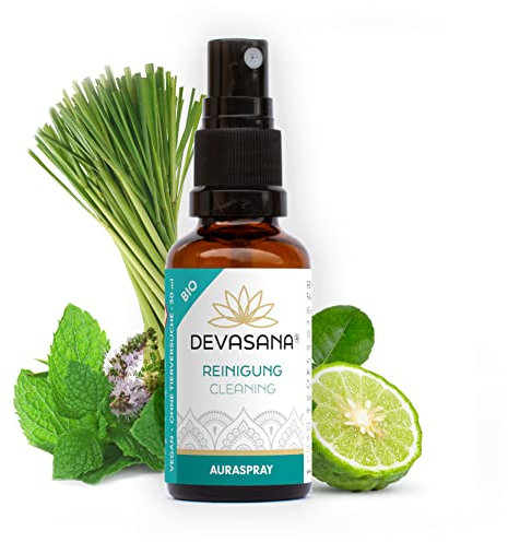 Aura Spray Reinigung, Airspray/Raumspray 30ml, mit 100% Bio ätherischen Ölen (Bergamotte, Citronella, Litsea cubeba, Pfefferminze), 100% Vegan
