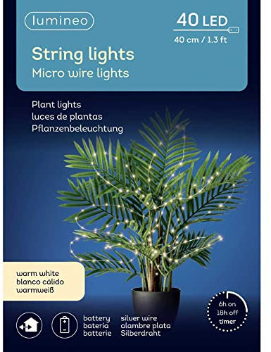 Lumineo Batterie Micro LED Lichterkette 40 cm 40 Lichter warmweiß Outdoor