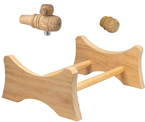 Wooden Stand, 3/4 Bung and Spigot for 5 Gallon Oak Aging Barrel (20 Liter) - Heritage Series Barrel Holder Rack, Accessories for Bourbon, Whiskey, Wine Barrels, Cocktail Aging, Winemaking