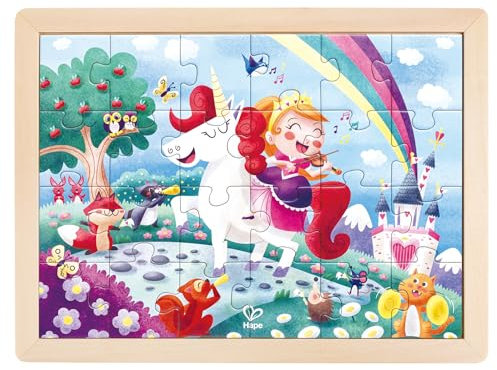 Einhorn-Puzzle, 24 Teile, inklusive Holzrahmen und Malvorlage