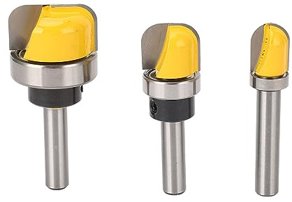 Fraise à Bois ,Mèche à Défoncer et Rondelle Tige Ronde de 8 Mm Acier au Tungstène Revêtement PTFE Compatibilité étendue 3 Pièces pour Bois Dur , Fraise