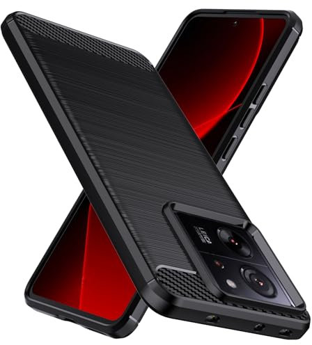 Natbok fur Xiaomi 13T Hülle/Xiaomi 13T Pro, Weiches TPU Stoßdämpfung HandyHulle Case, Kohlefaser Design Dünne SchutzHulle, Anti-Rutsch, Kratzfeste,Schwarz