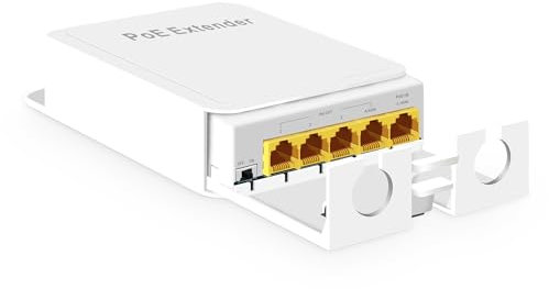MokerLink Outdoor 5 Port Gigabit PoE Extender, IEEE 802.3 af/at/bt PoE Repeater 90W, 10/100/1000Mbps, 1 PoE in 4 PoE Out, Wall Mount Waterproof POE Passthrough Switch