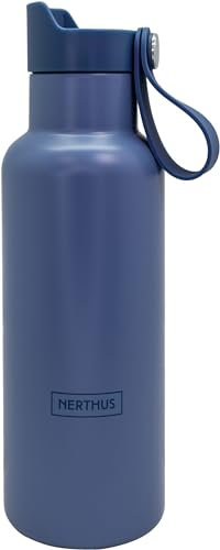 NERTHUS FIH 1264 Botella Deportiva CLICK & DRINK! de Doble Pared de 500 ml con Tapón de Clic, Hidratación y Estilo en un Diseño Premium Navy