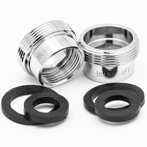 BLUMKRAFT Set di 2 adattatori per rubinetto F16 - M22 in metallo massiccio ottone argentato 16 mm femmina 22 mm maschio (F16-M22/M22-F16)