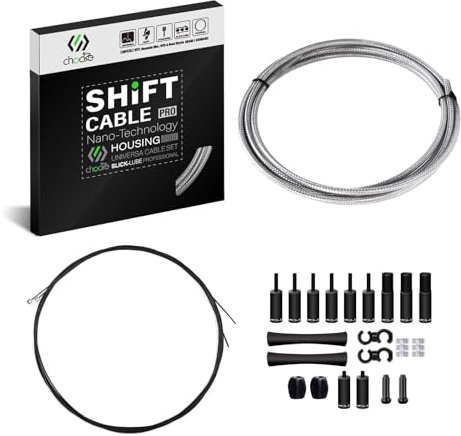 Chooee 2xPro Bike Gear Cable Set,MTB Gear Cable for Mountain Bike/Road Bike, Bike Shifter Cable Housing Coated Braided & Teflon Inner line,Silver