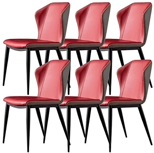 BerBo Esszimmerstuhl-Set, PU-Leder, Küche, Wohnzimmer, Lounge, Thekenstühle, ergonomischer Sitz, stabile Karbonstahl-Metallbeine (Farbe: Rot)