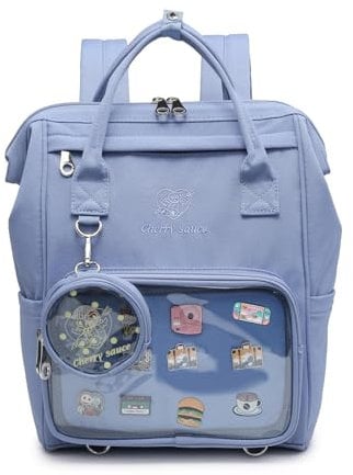 CHERRY SAUCE Ita Bag Pin Kawaii Cute Display Rucksack für Schule Anime Cosplay mit Einsatz, Blau (groß), L