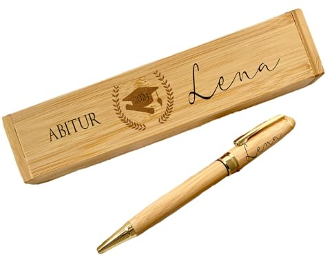 Manufaktur Liebevoll Abi Kugelschreiber Set Holzkugelschreiber mit Gravur personalisierte Geschenke Abitur 2026 Prüfung Geschenk mit Namen Schulabschluss Geschenk Mädchen Jungen Abschluss Geschenk
