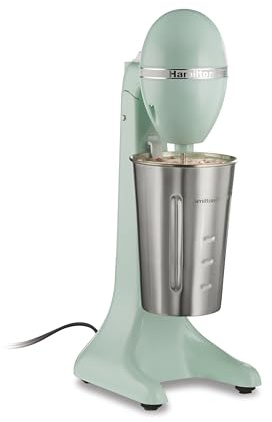 Hamilton Beach DrinkMaster Electric Drink Mixer, Retro Milkshake Maker & Milk Frother, 2 Speeds, Extra-Large 28 oz. Stainless Steel Cup, Mint