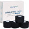 Nastro sportivo nero, set di 4 rotoli di nastro (5 cm x 10 m), nastro autoadesivo con forza adesiva extra forte, delicato sulla pelle, nastro sportivo strappabile per gli sport