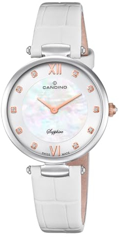 Candino Damenuhr Leder weiß Elegance Armbanduhr UC4669/3 Analoguhr