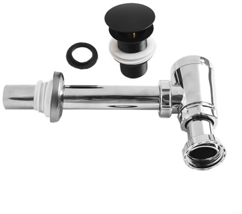 Chrome Bottle Trap Basin Sink Waste Traps, Chrome Plated Brass Bathroom Sink Pipe Adjustable Height & Outlet